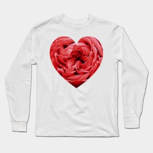 Romantic Red Rose Flower Heart Long Sleeve T-Shirt